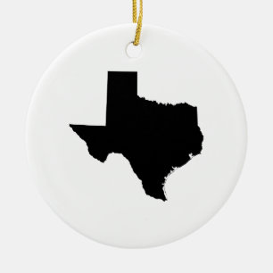Minimalist Black and White Texas Ceramic Ornament