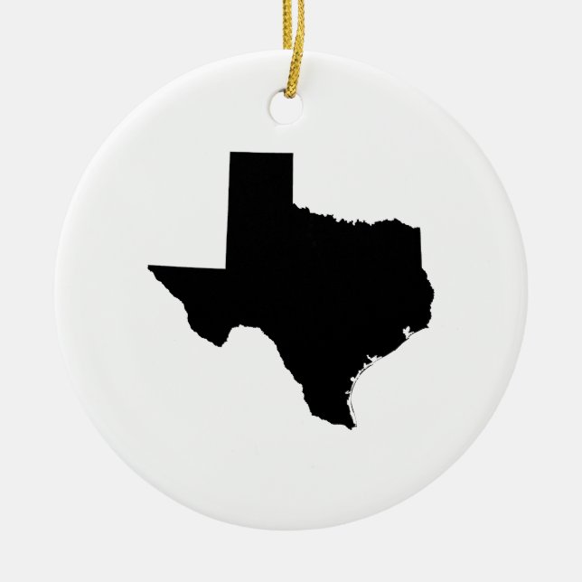 Minimalist Black and White Texas Ceramic Ornament (Front)