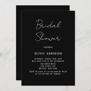 Minimalist Black and White Tie Bridal Shower Invit Invitation