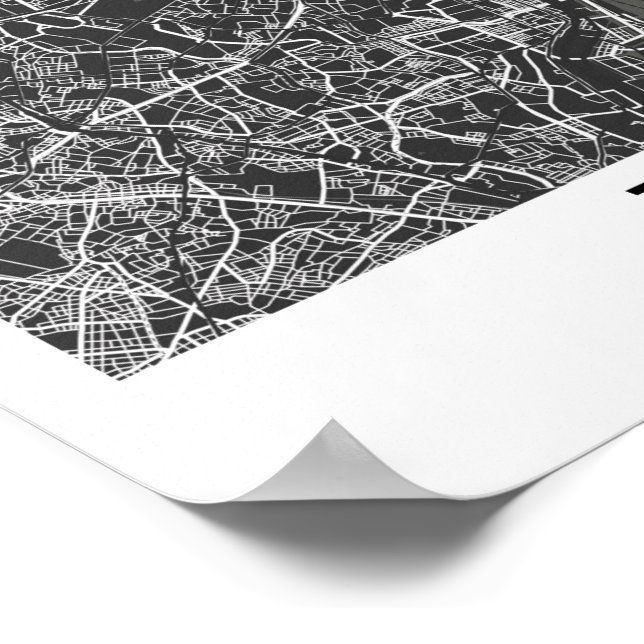 Minimalist Black and White Tokyo Map Poster (Corner)