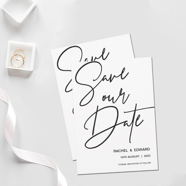 Minimalist Black and White Typography Wedding Save The Date (Creator Uploaded)