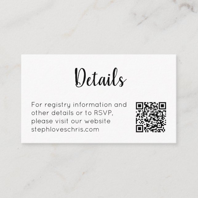 Minimalist Black and White Website QR Code Enclosure Card (Front)