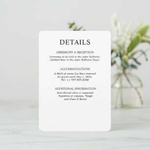 Minimalist Black and White Wedding Enclosure Card