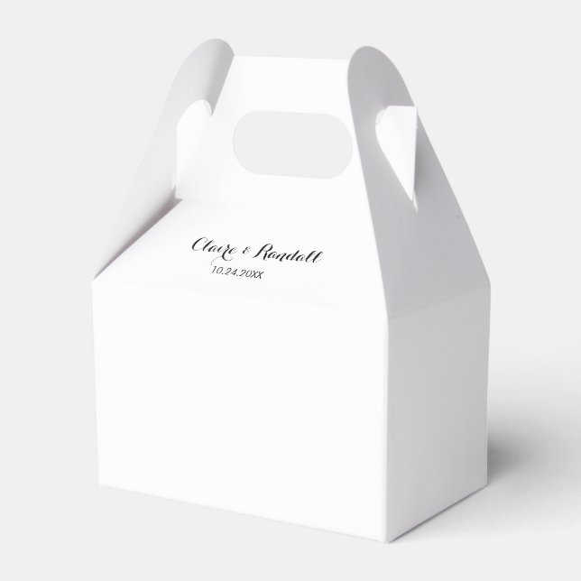 Minimalist Black and White Wedding Favor Box (Front Side)