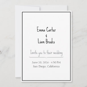 Minimalist Black and White Wedding Invitation