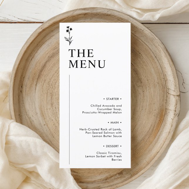 Minimalist Black and White Wedding Menu Card (Creator Uploaded)