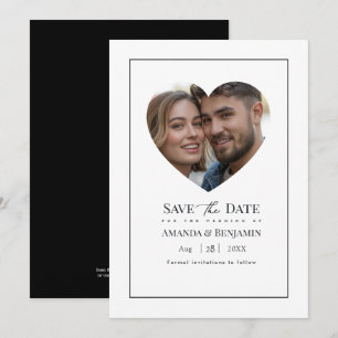 Minimalist Black and White Wedding Photo Save The Date
