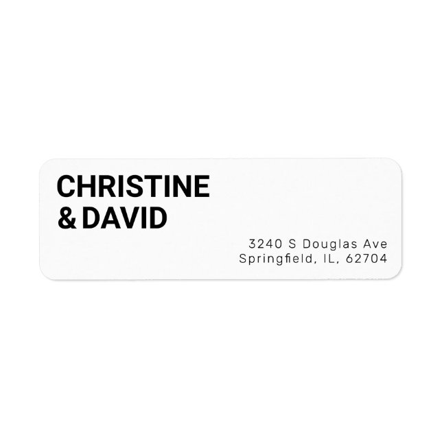 Minimalist Black and White Wedding Return Address  (Front)