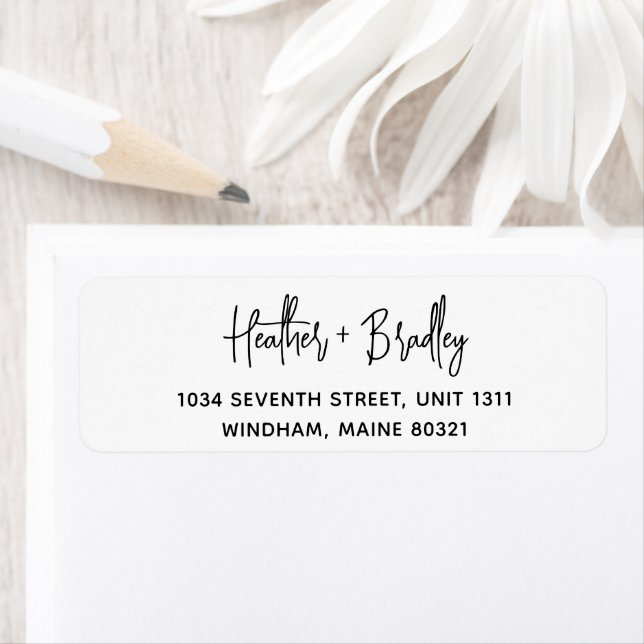 Minimalist Black and White Wedding Return Address (Insitu)