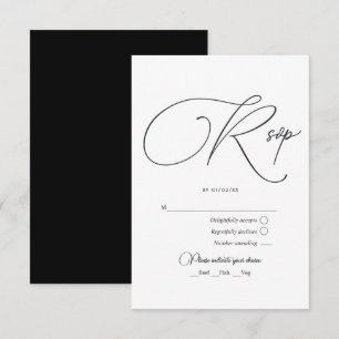 Minimalist Black and White Wedding RSVP Card