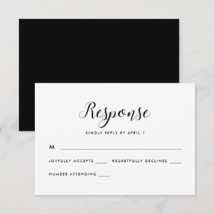 Minimalist Black and White Wedding Rsvp Response