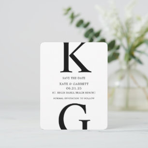 Minimalist Black and White Wedding Save the Date Invitation