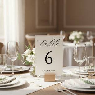 Minimalist Black and White Wedding Table Number Pedestal Sign