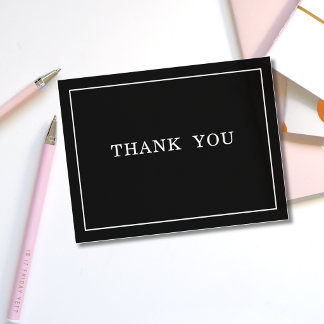 Minimalist Black and White Wedding Thank You Card
