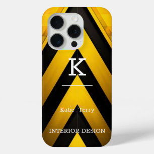 Minimalist Black and yellow Modern Monogram Case