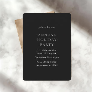 Minimalist Black Annual Holiday Party  Invitation