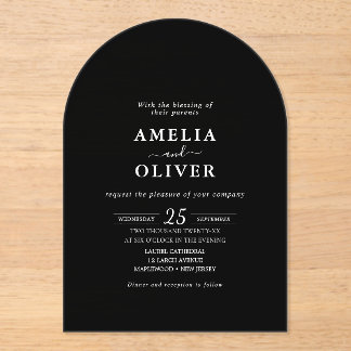Minimalist Black Arch Elegant Wedding Invitation