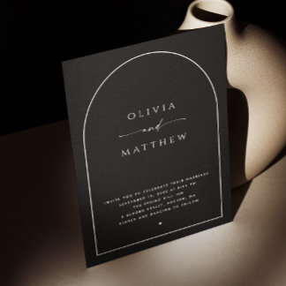 Minimalist Black Arch Wedding | Photo & QR Code Invitation