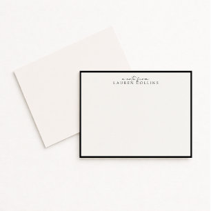Minimalist Black Border Personalized Note Card