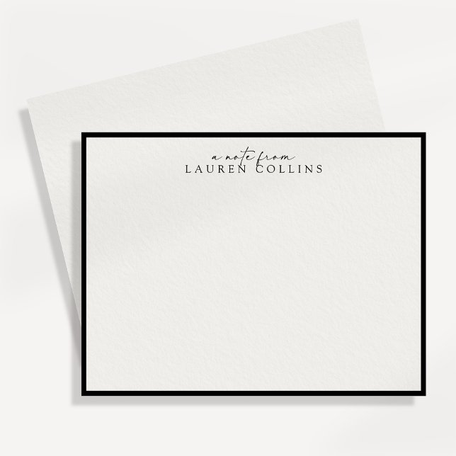 Minimalist Black Border Personalized Note Card (Creator Uploaded)