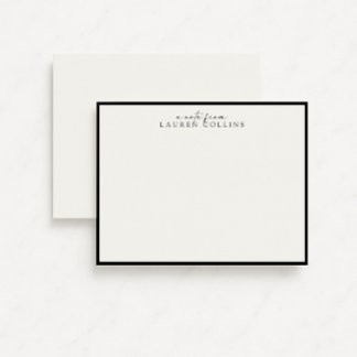 Minimalist Black Border Personalized Note Card