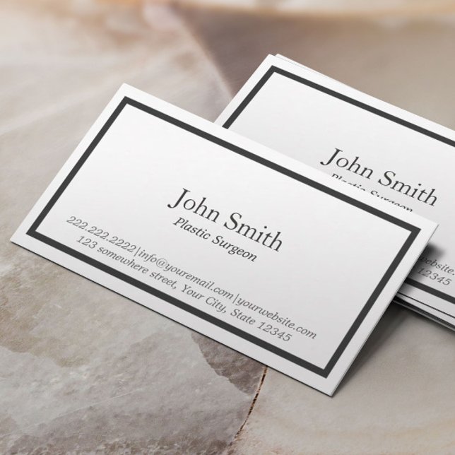 Minimalist Black Border Plastic Surgeon Business Card (Creator Uploaded)