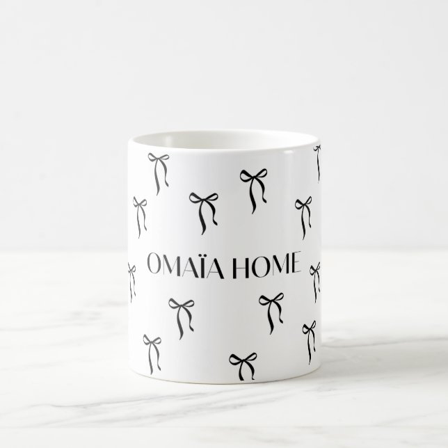 Minimalist Black Bow Pattern Coffee Mug (Center)