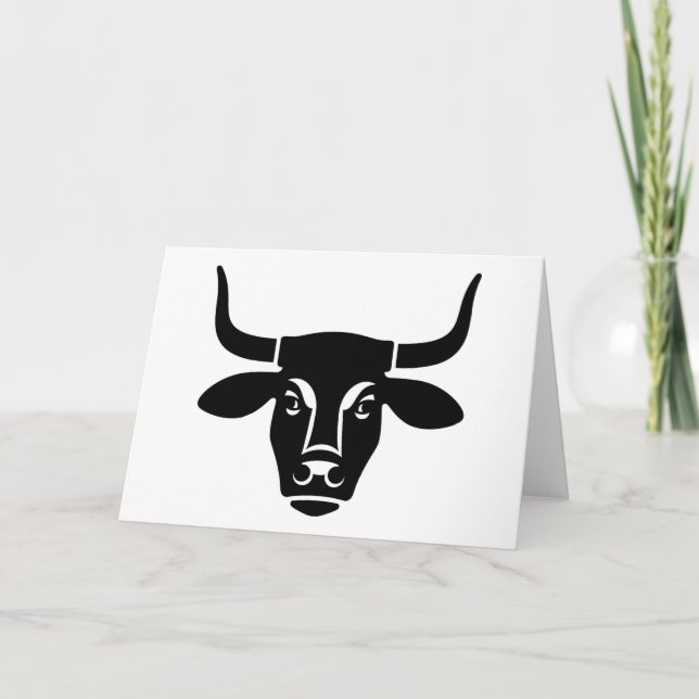 Minimalist Black Bull Head Ox Silhouette Card (Front)