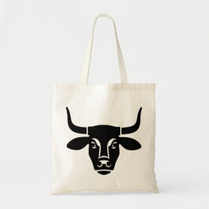 Minimalist Black Bull Head Ox Silhouette Tote Bag