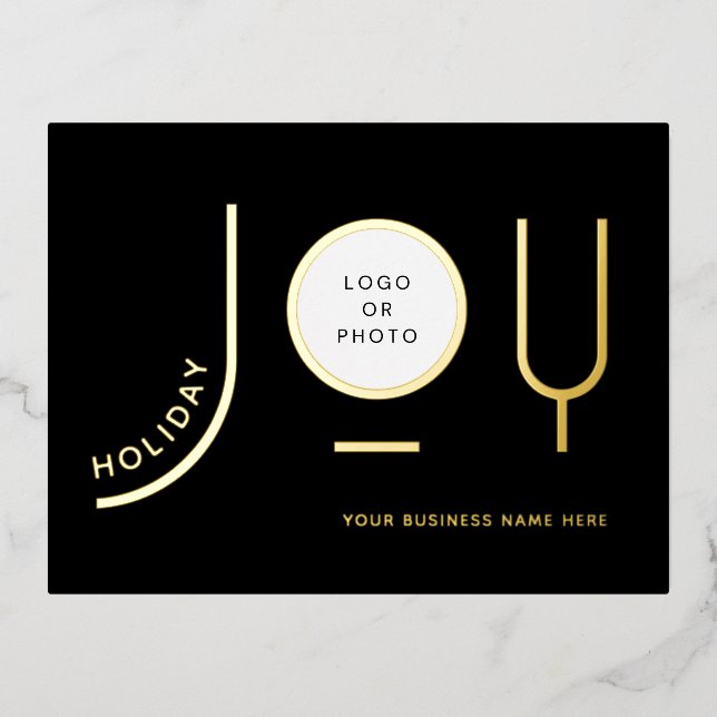 Minimalist Black Business Foil Holiday Post Card (Front)