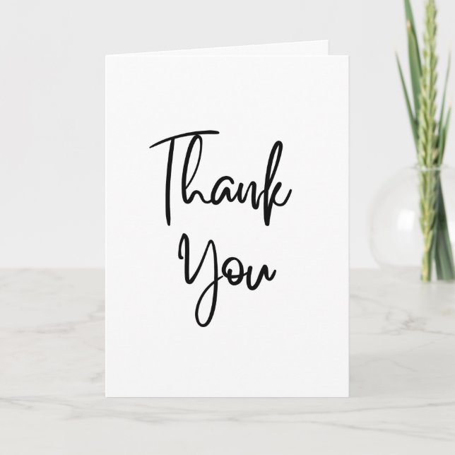 Minimalist Black Calligraphy Thank You Card (Front)