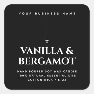 Minimalist black candle product label