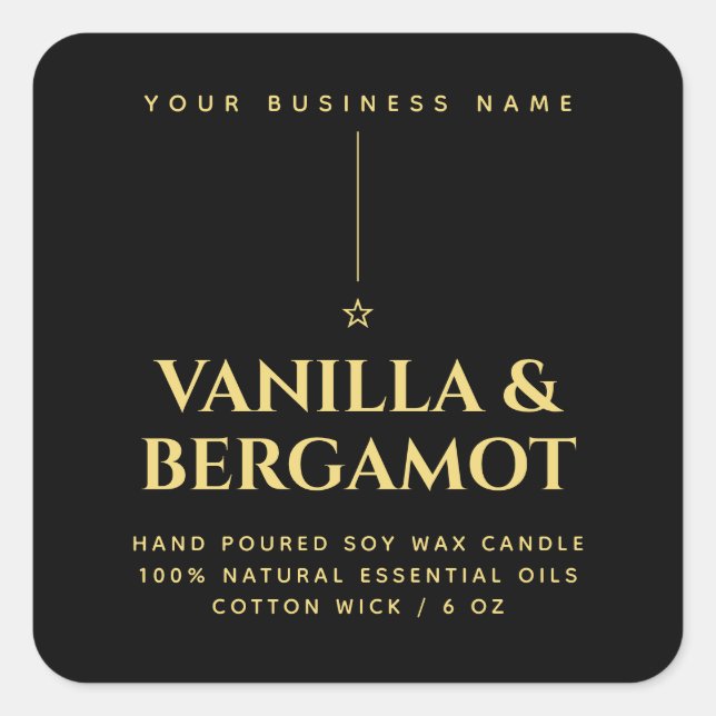 Minimalist black candle  square sticker (Front)