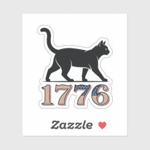 Minimalist Black Cat Silhouette 1776 Independence