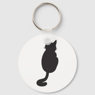 Minimalist Black Cat Silhouette Keychain