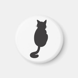 Minimalist Black Cat Silhouette Magnet