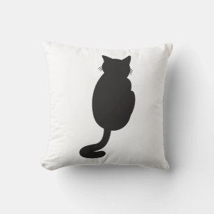 Minimalist Black Cat Silhouette  Throw Pillow