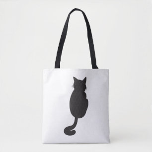 Minimalist Black Cat Silhouette Tote Bag