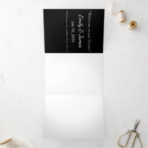Minimalist Black Cat Silhouette  Tri-Fold Invitation