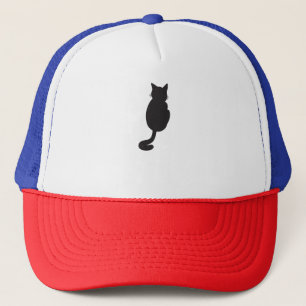 Minimalist Black Cat Silhouette Trucker Hat