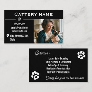 Minimalist Black Cattery Customizable Business Card