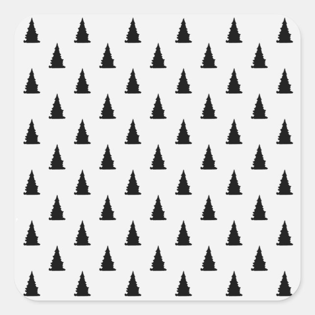 Minimalist black Christmas tree pattern on white Square Sticker (Front)