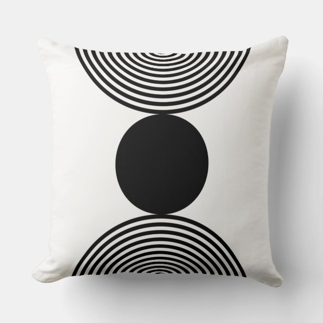 Minimalist  Black Circle Beads Pattern Square Throw Pillow (Front)