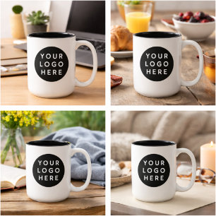 Minimalist Black Circle Logo Modern Brand Design Two-Tone Coffee Mug