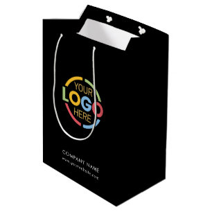 Minimalist Black Corporate Company Business Logo Medium Gift Bag