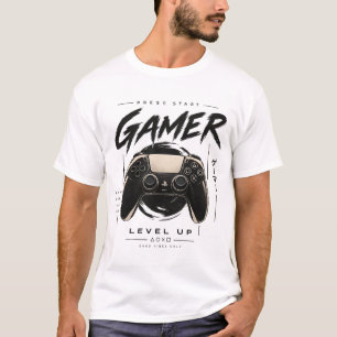 Minimalist Black Cream Gaming Controller Design T-Shirt