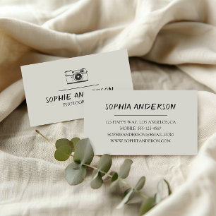 Minimalist Black & Creamy Photographer  Business Card