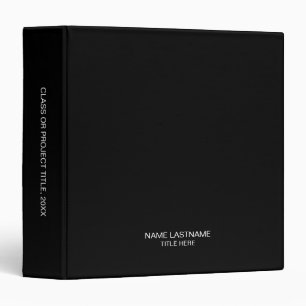 Minimalist black custom class project business  binder