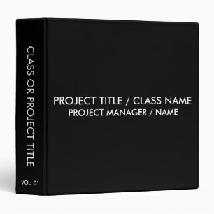 Minimalist black custom class project text solid binder