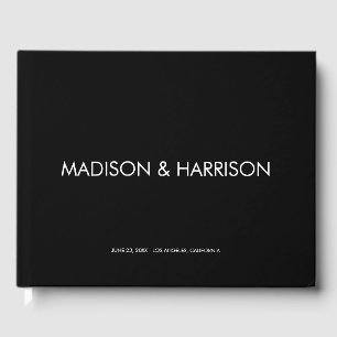 Minimalist black custom modern simple Wedding Guest Book